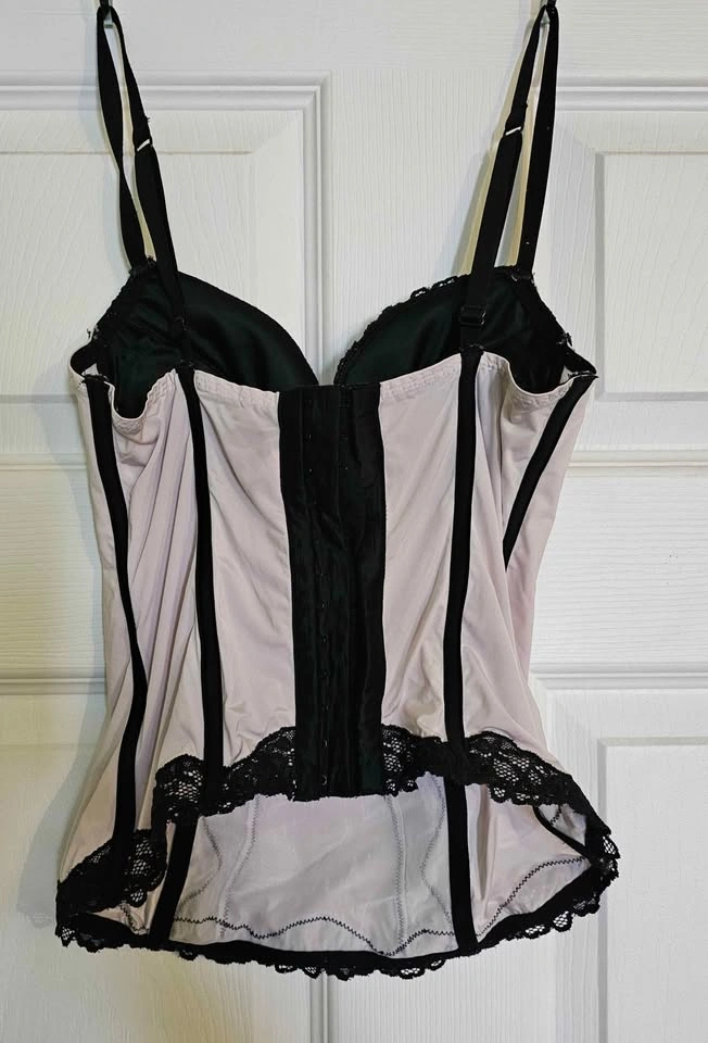 Vintage La Senza Contrast Piping Nude & Black Corset - Size S - photo 2