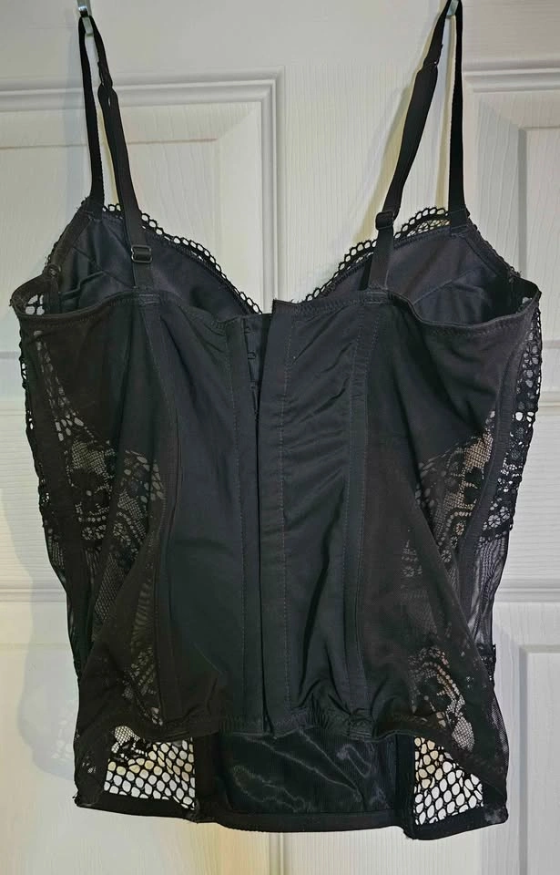 La Senza All-Black Fishnet & Lace Goth Corset - Size S - photo 2