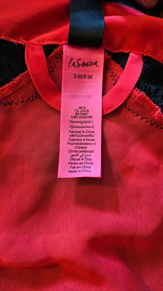 La Senza Red & Black Lace Sheer Kimono Robe - Size S/M - photo 3
