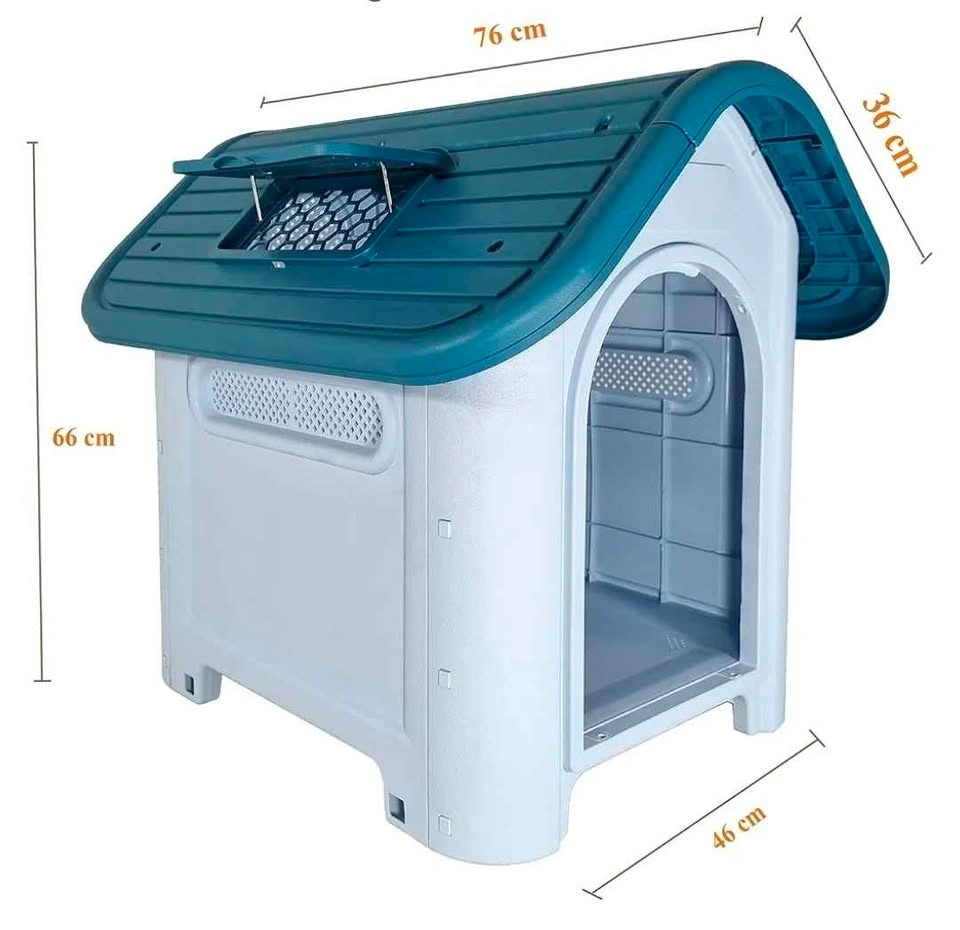 Grey & Blue-Green Dog House - Durable Plastic (66 cm Height) - photo 3