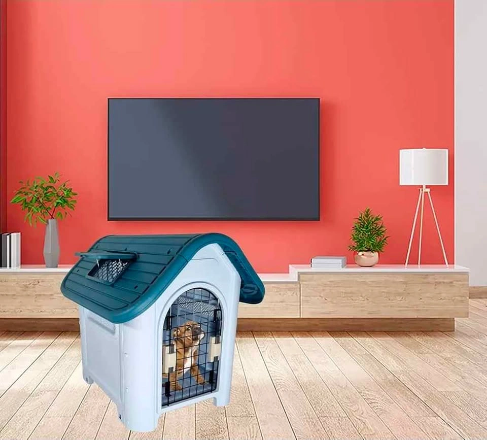 Grey & Blue-Green Dog House - Durable Plastic (66 cm Height) - photo 5