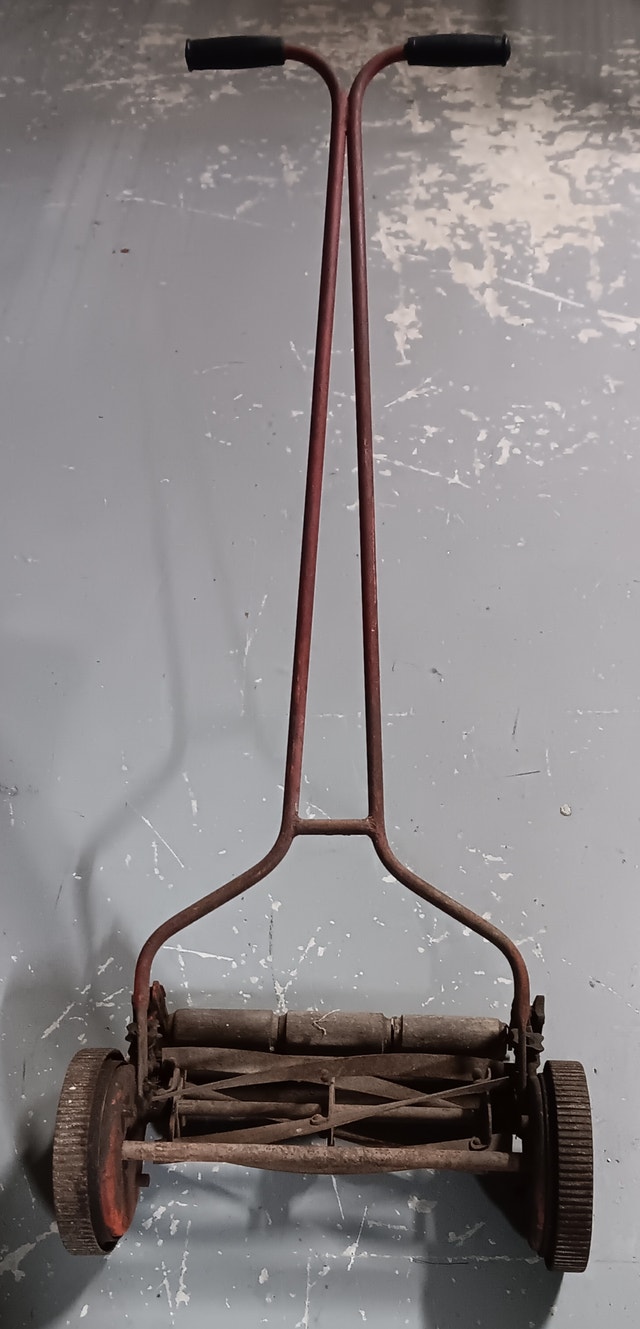 Antique reel push mower