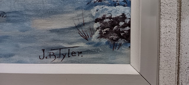 Framed winter painting, original oil on canvas - photo 2