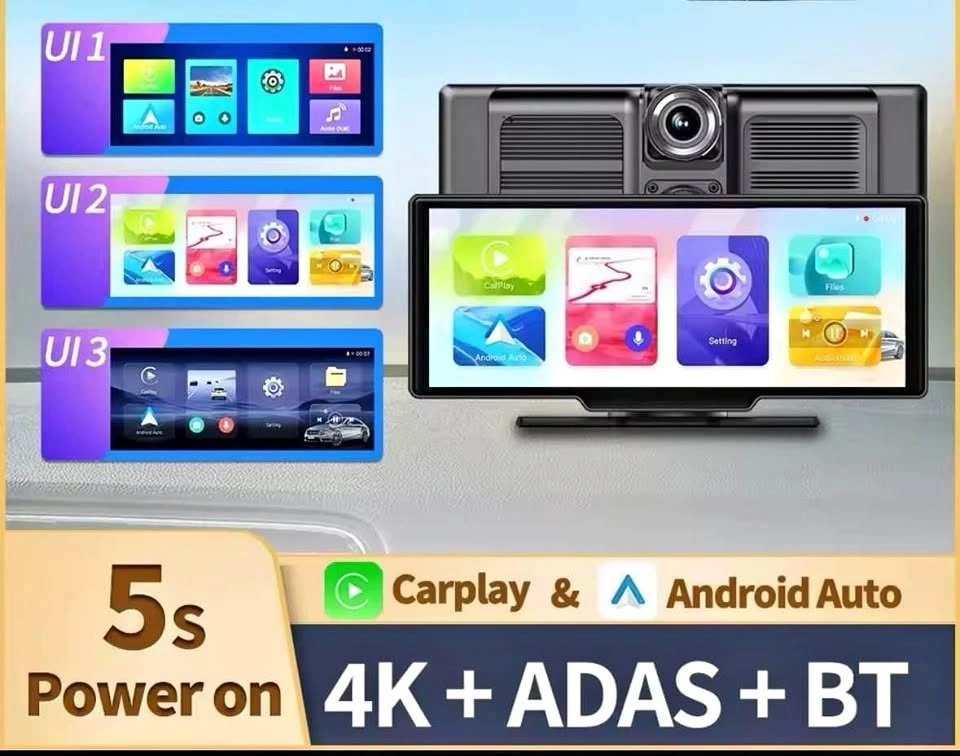 4K Carplay DashCam with Rev Cam, GPS, ADAS & Mirroring