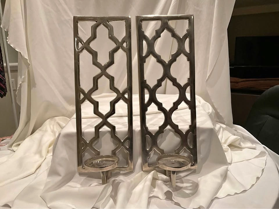 Pair of Silver Contemporary Wall Sconces