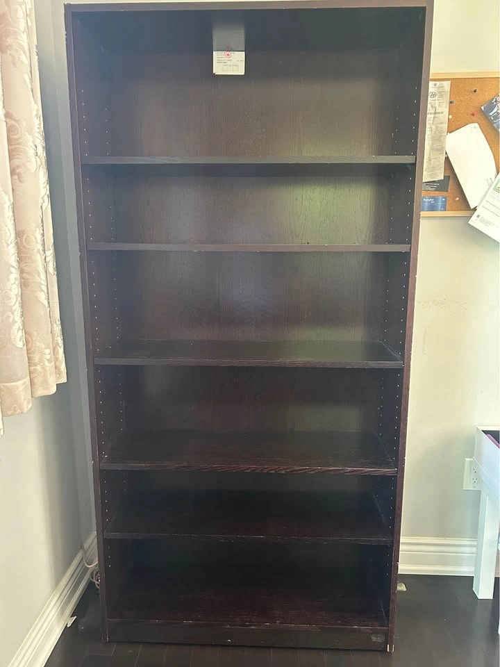Dark Wood Office Desk, Chair, 6-Tier Bookshelf & Cabinet - photo 3