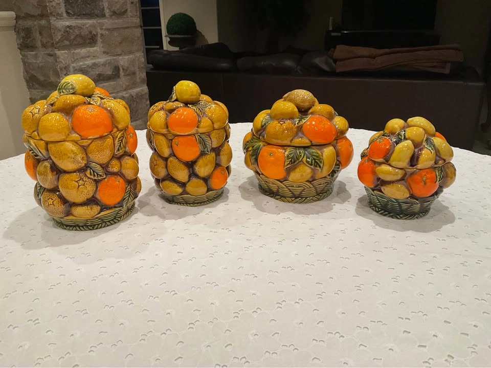 Vintage Inarco Japan Ceramic 4 Piece Fruit Canister Set - photo 2