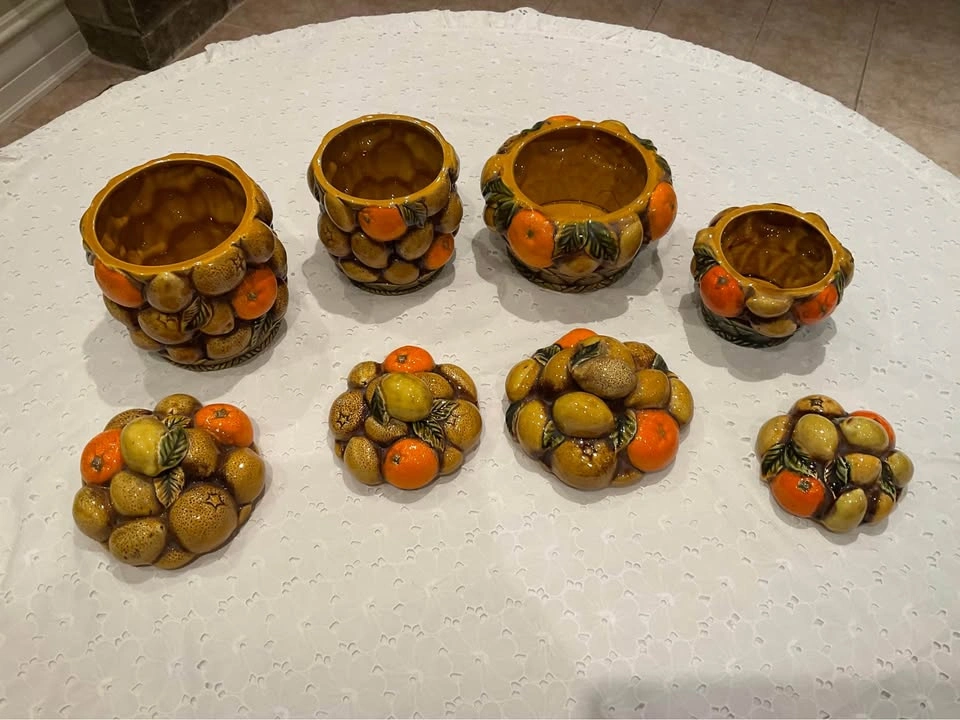 Vintage Inarco Japan Ceramic 4 Piece Fruit Canister Set - photo 4