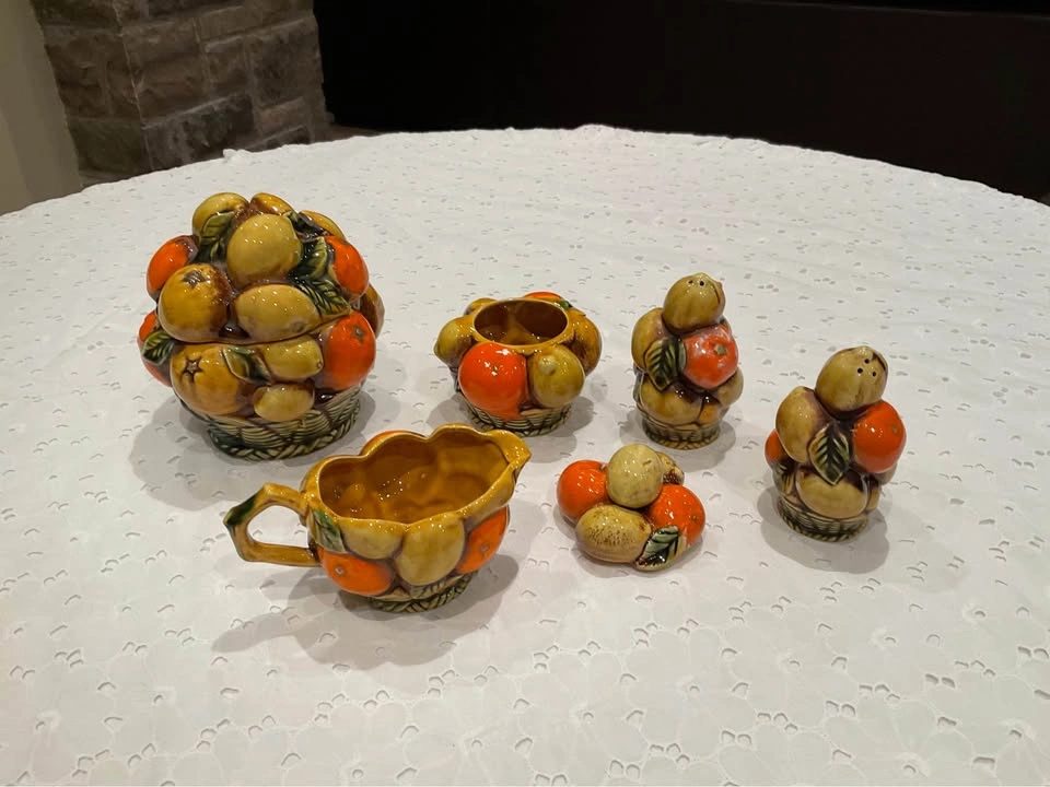 Vintage Inarco Japan Ceramic Sugar Bowl, Creamer, S&P, Canister - photo 3