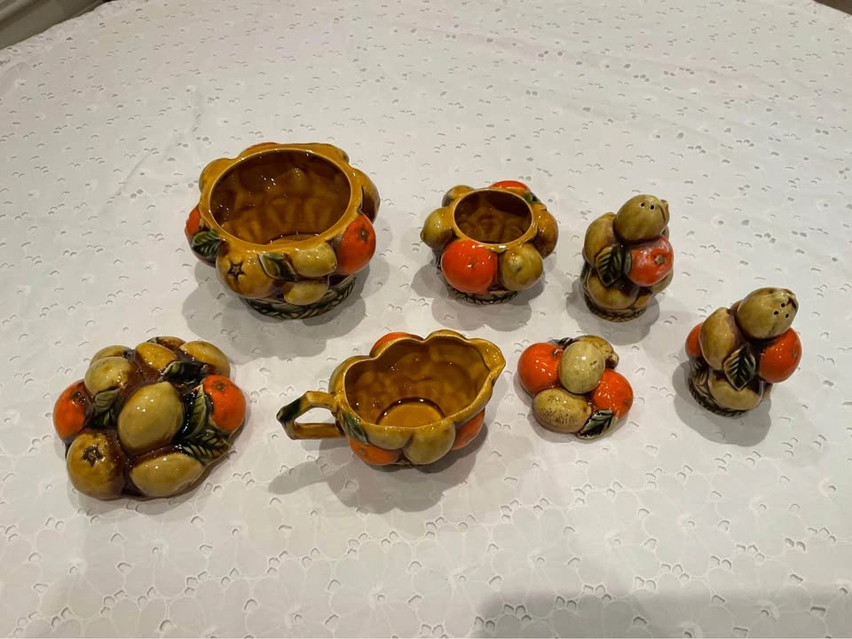 Vintage Inarco Japan Ceramic Sugar Bowl, Creamer, S&P, Canister - photo 4