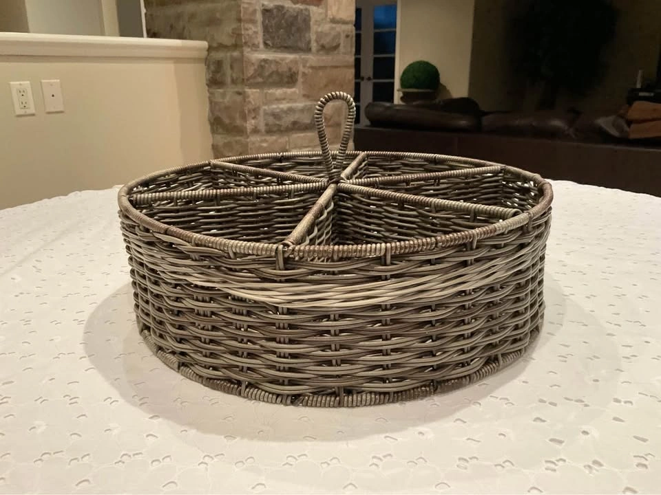 Antique Wash Wicker Basket Pottery Barn 6 Compartments - photo 2