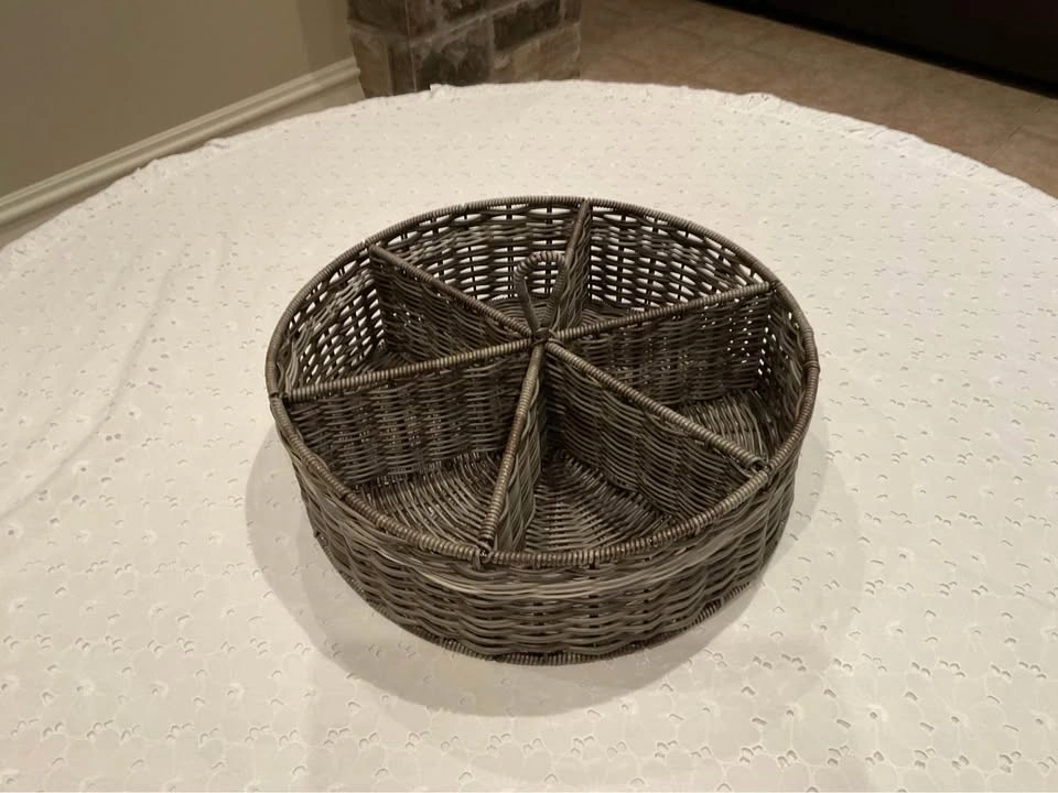Antique Wash Wicker Basket Pottery Barn 6 Compartments - photo 3