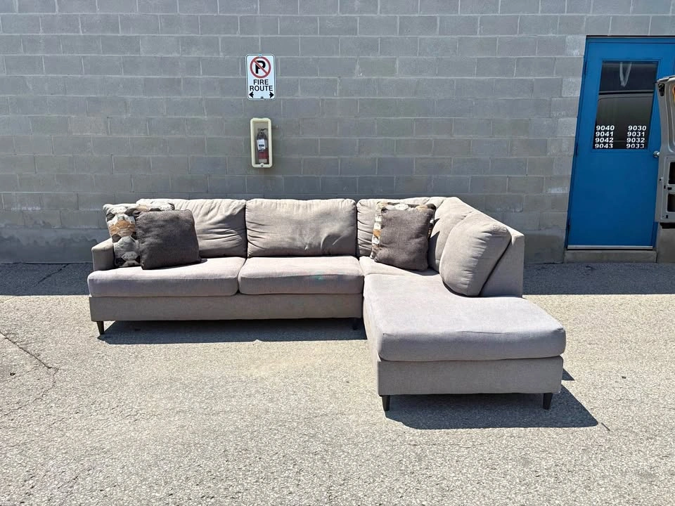 Grey Large Sectional Sofa with Chaise - Free Delivery