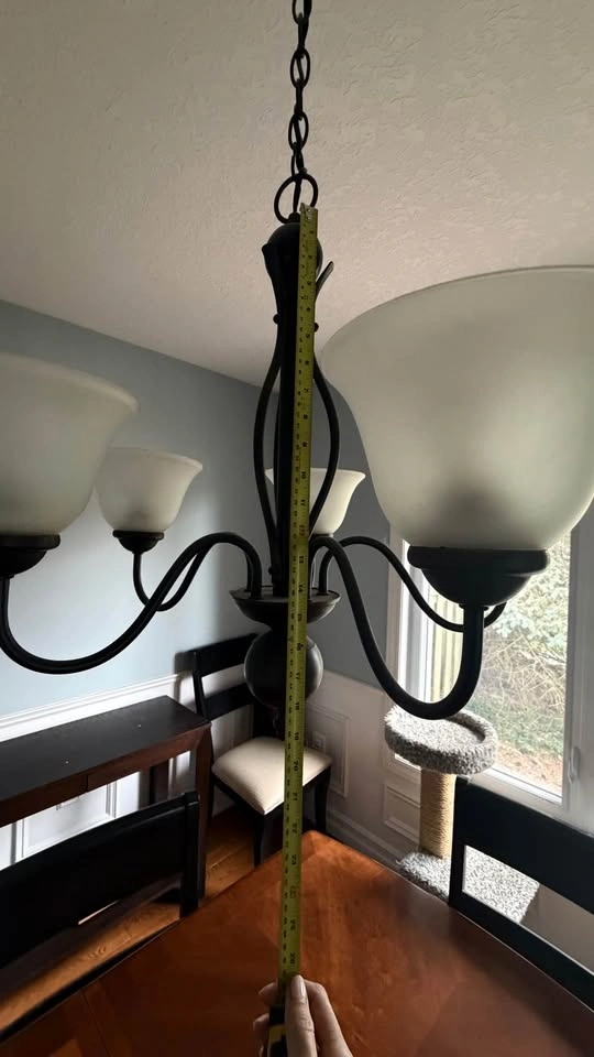 5-Light Bronze Chandelier with Frosted Glass Shades - photo 2