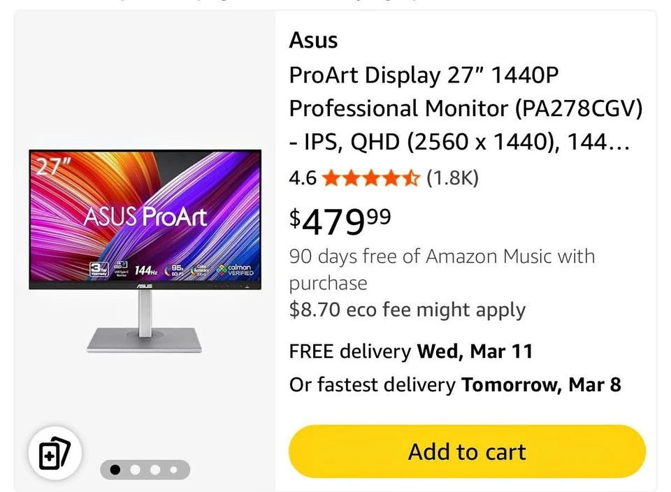 ASUS 27” ProArt Display Brand New Open Box