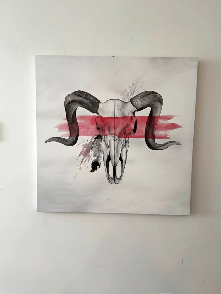 Cow Skull Wall Art Print – Western Boho Décor