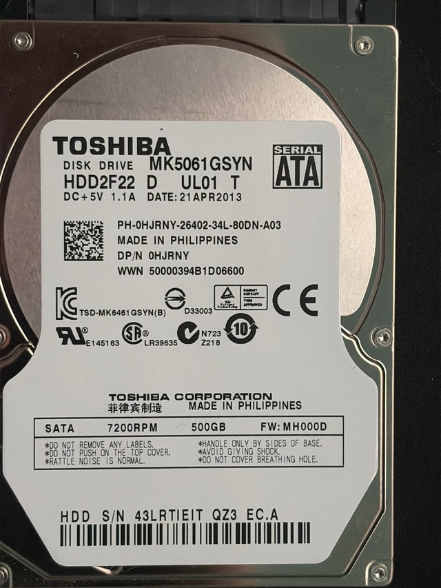 Toshiba MK5061GSYN 500GB Hard Drive