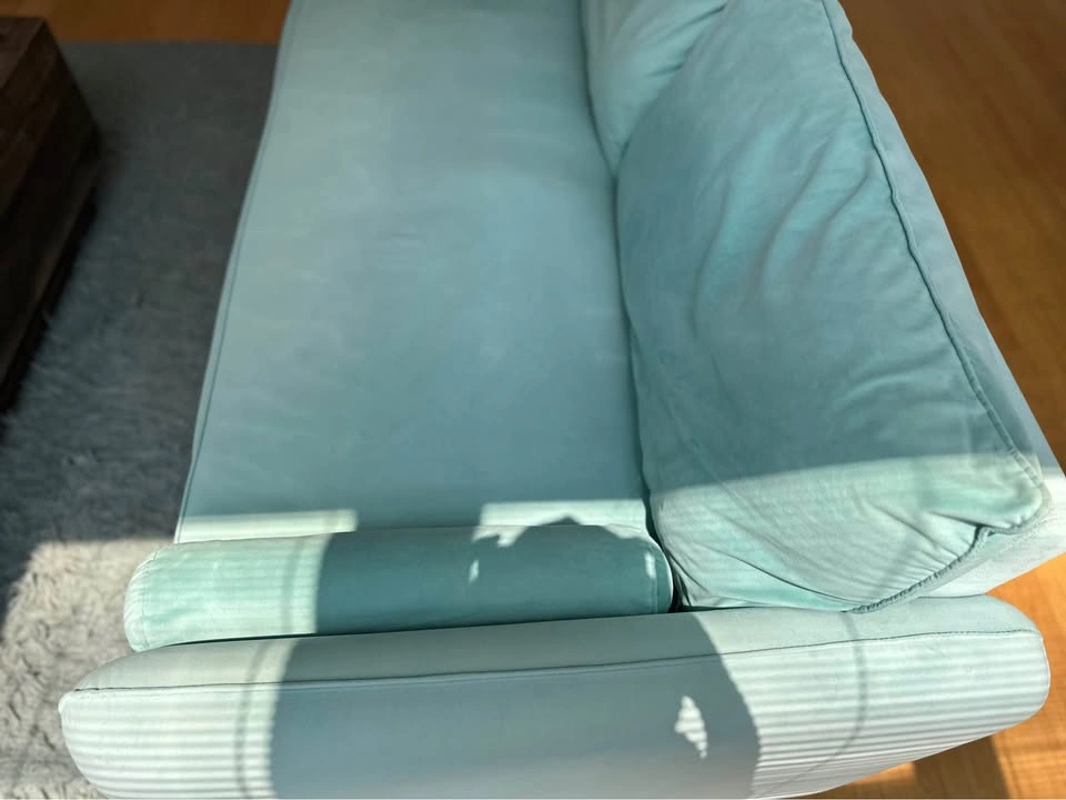 Light green / teal sofa with cushion back, arm rest, seat cushio - photo 3