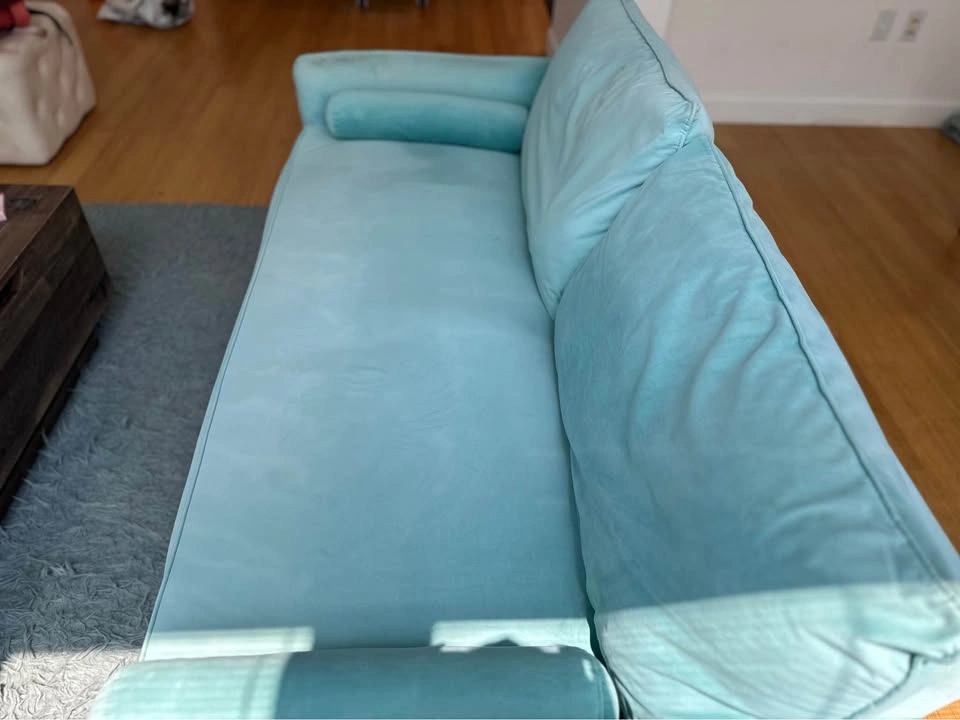 Light green / teal sofa with cushion back, arm rest, seat cushio - photo 4