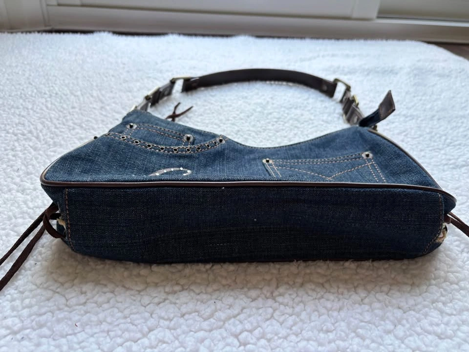 Guess Vintage Y2K Denim with Suede Side Fringes Studded Bag - photo 3