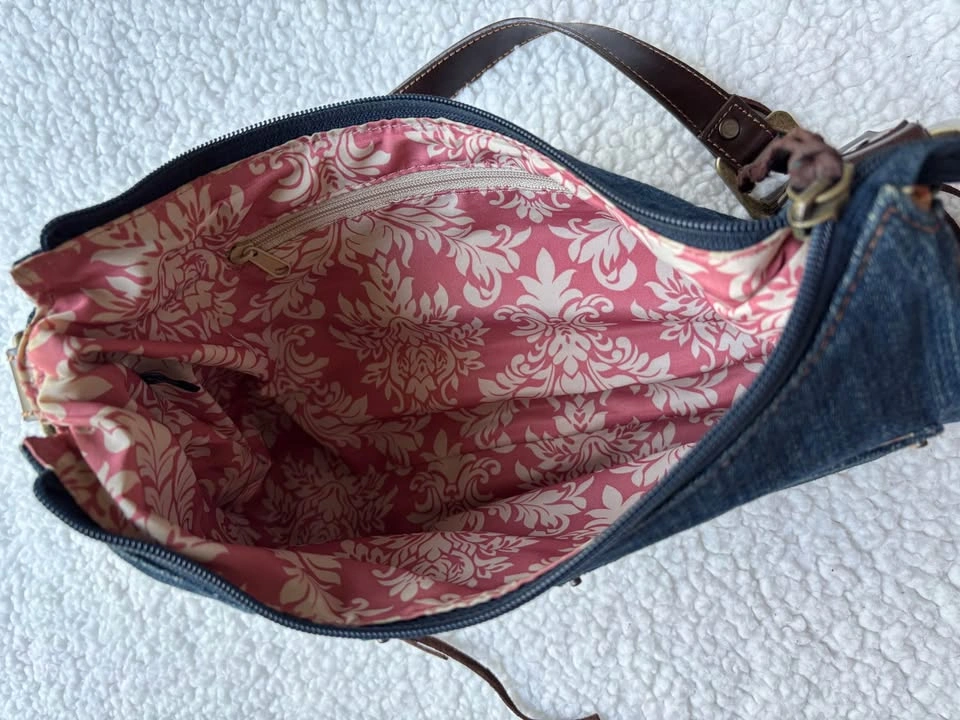 Guess Vintage Y2K Denim with Suede Side Fringes Studded Bag - photo 4