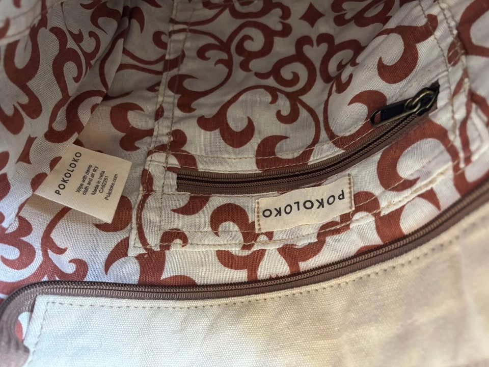 NWOT Pokoloko Floral Patchwork Boho Cotton Canvas & Leather Tote - photo 4