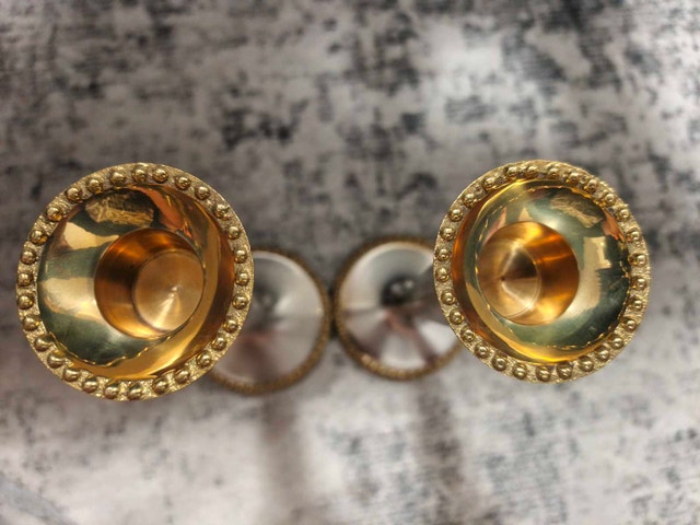 Pewter and Gold Candle Holders