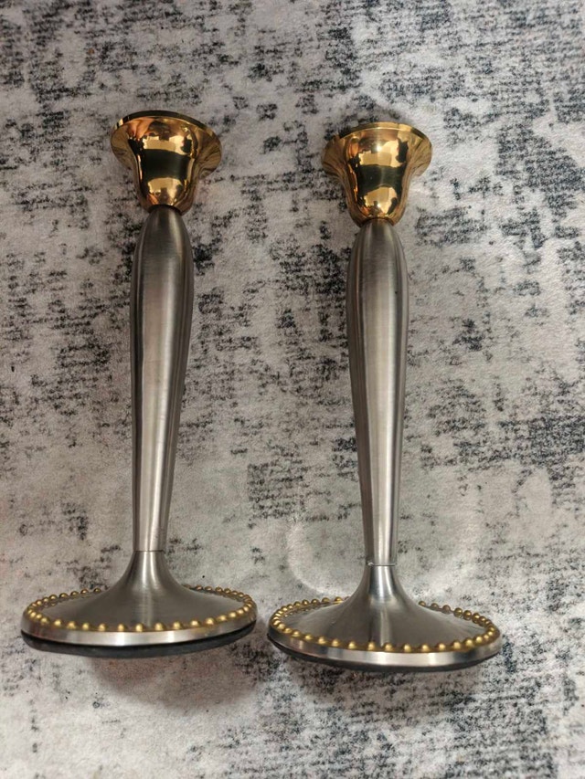 Pewter and Gold Candle Holders - photo 3