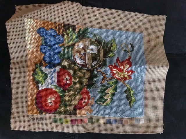 Needlepoint Tapestry Fruit Still Life