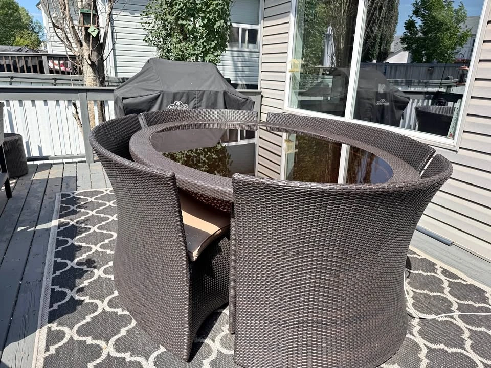 Wicker & Glass Patio Set