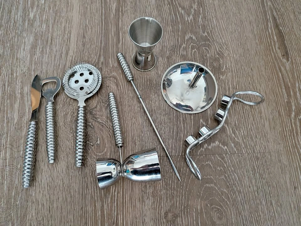 Stainless Steel Cocktail Bar Tool Set with Stand