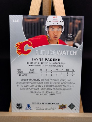 2025-26 SP Authentic Future Watch Auto Zayne Parekh #146 RC AU / - photo 2