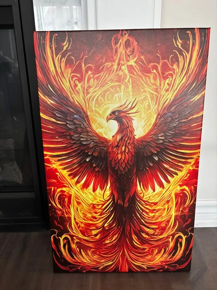 Fire Phoenix Canvas Wall Art Ready To Hang image indicator(2)