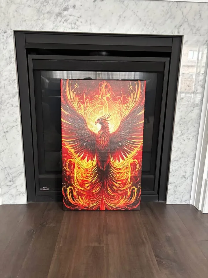 Fire Phoenix Canvas Wall Art Ready To Hang image indicator(3)
