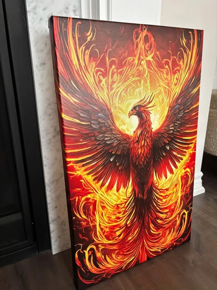 Fire Phoenix Canvas Wall Art Ready To Hang image indicator(7)