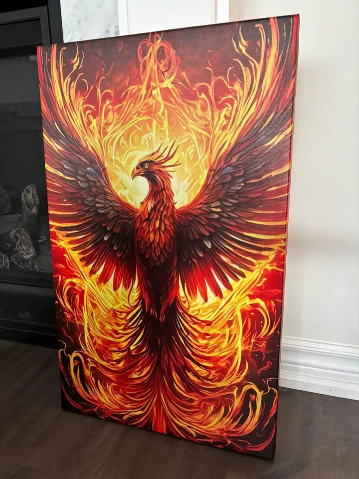 Fire Phoenix Canvas Wall Art Ready To Hang image indicator(9)