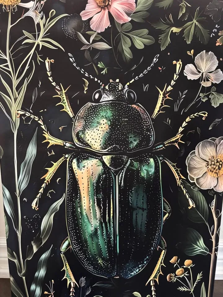 Green Beetle Botanical Canvas Wall Art-Ready To Hang image indicator(5)