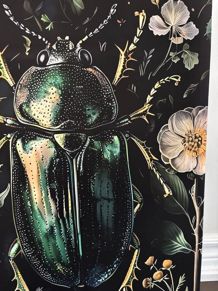 Green Beetle Botanical Canvas Wall Art-Ready To Hang image indicator(7)