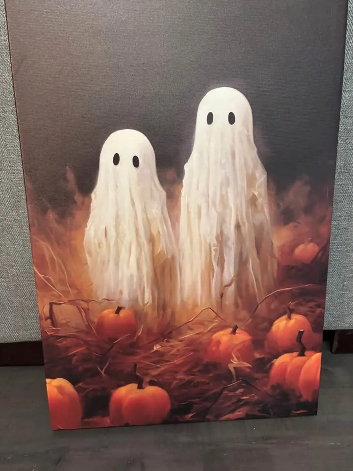 Spooky Ghost Couple Canvas Wall Art Ready To Hang image indicator(2)