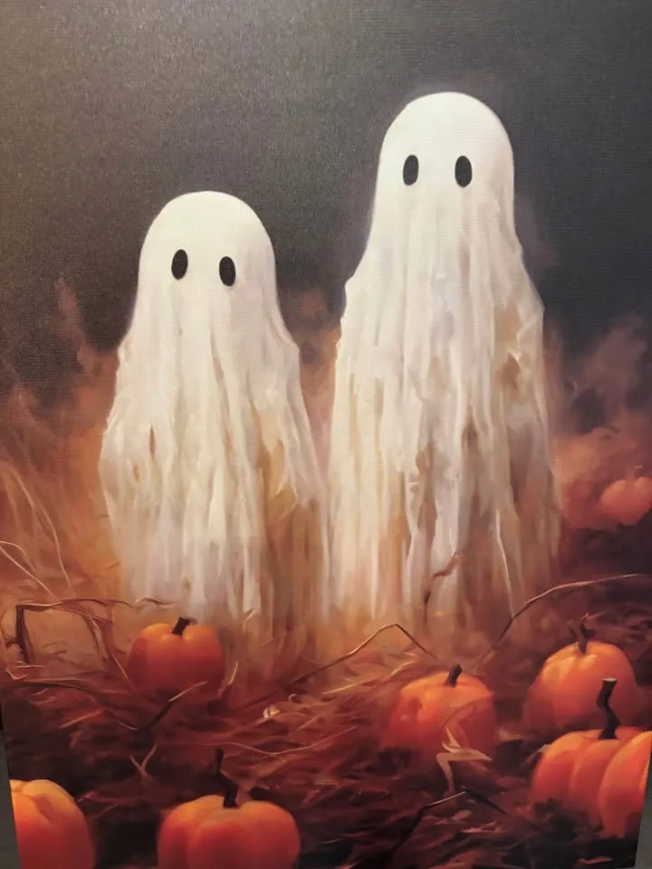 Spooky Ghost Couple Canvas Wall Art Ready To Hang image indicator(5)