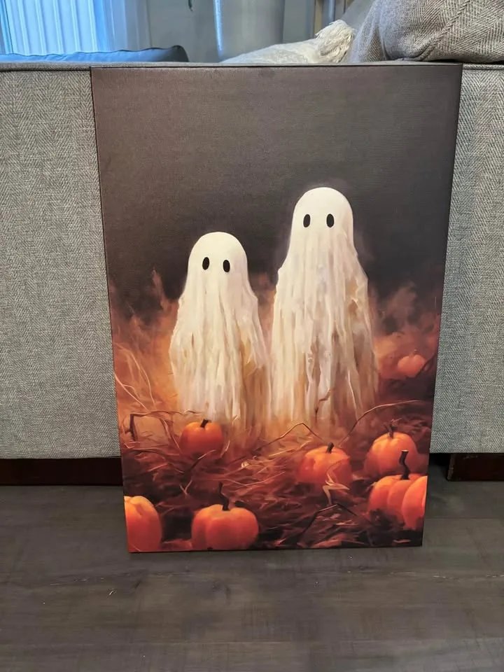 Spooky Ghost Couple Canvas Wall Art Ready To Hang image indicator(6)
