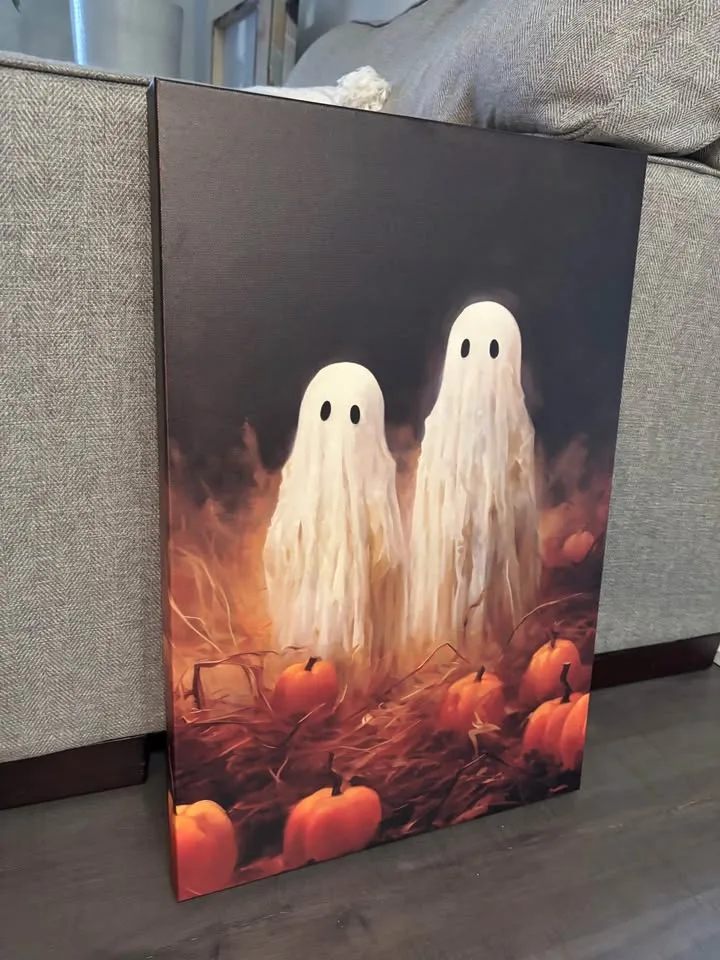 Spooky Ghost Couple Canvas Wall Art Ready To Hang image indicator(7)