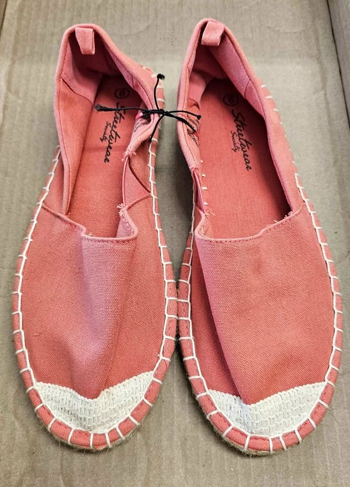 Brand New Streetwear Society Coral Pink Canvas Espadrille Flats
