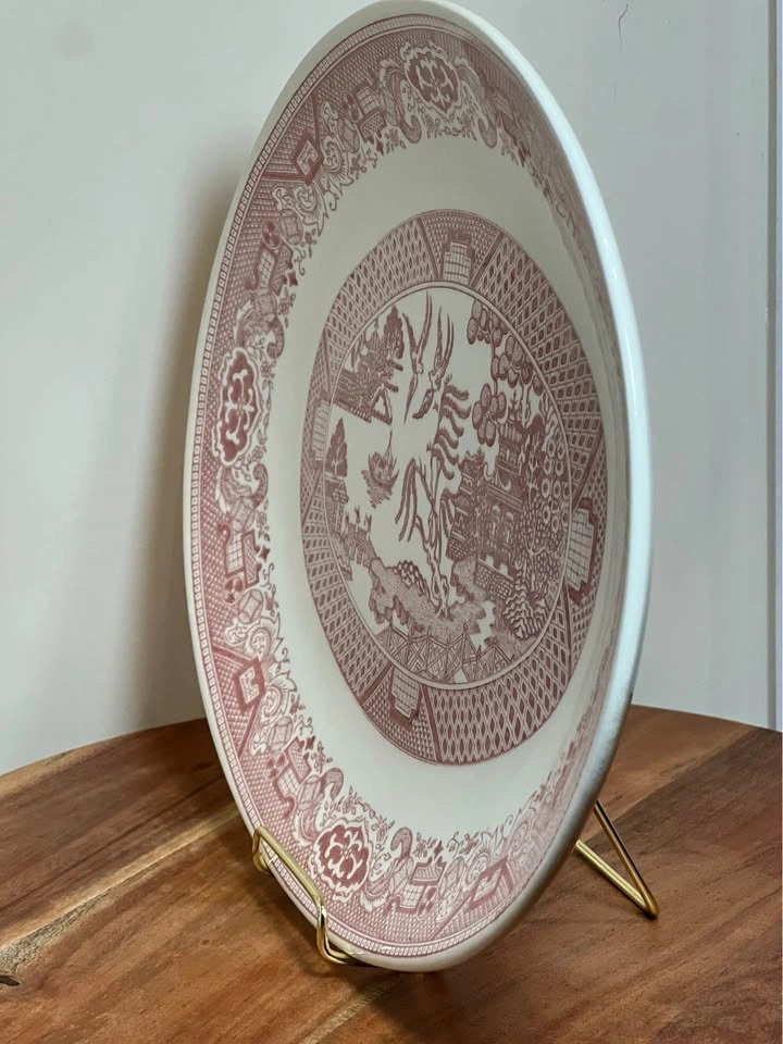 Vintage Pink Willow Oval Serving Platter - Red/Pink Transferware - photo 3