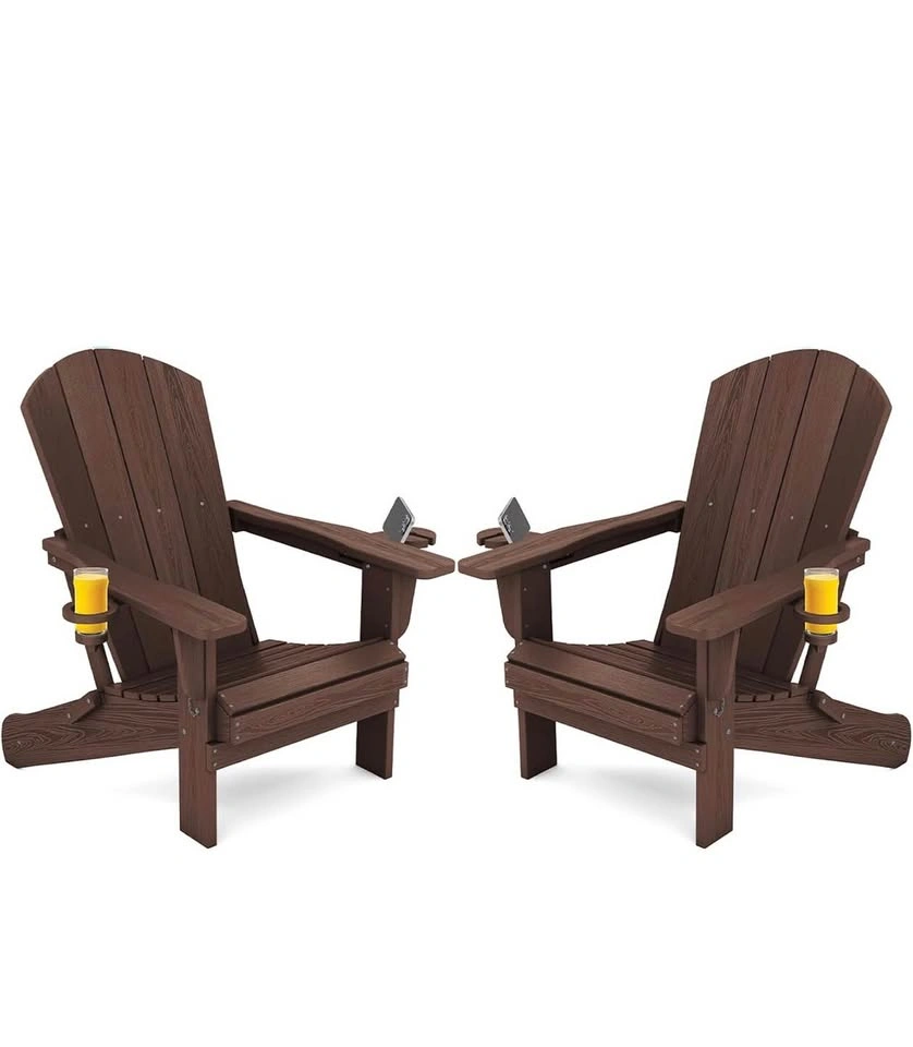 NEW IN BOX – HDPE Folding Adirondack Chairs with Cup Holder - photo 3