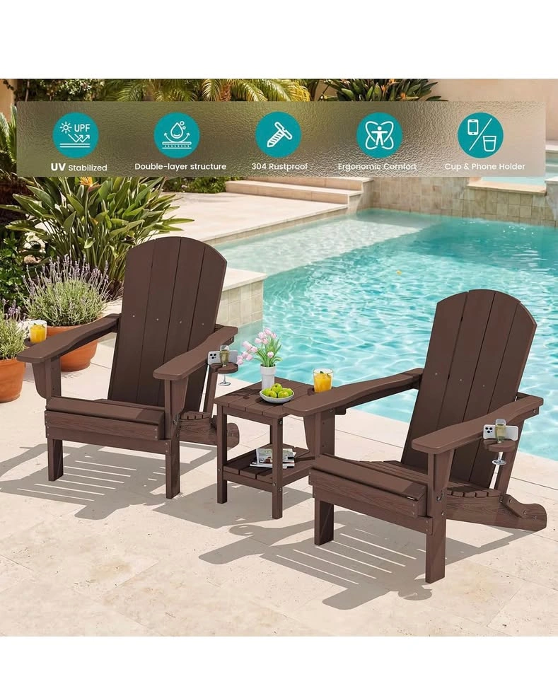 NEW IN BOX – HDPE Folding Adirondack Chairs with Cup Holder - photo 4