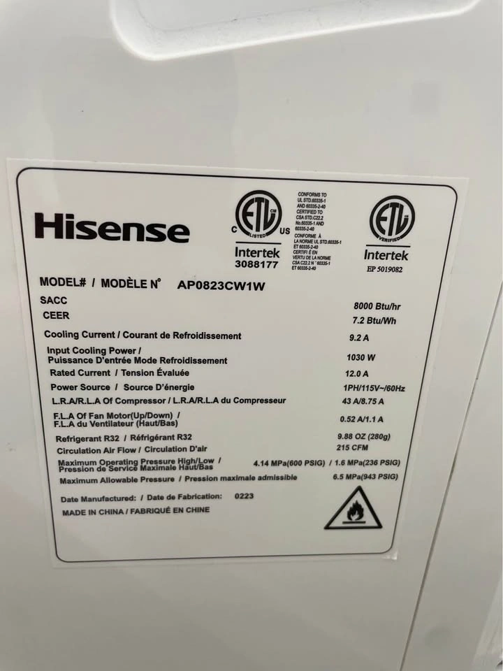 Hisense 3-in-1 Portable AC 10500 BTU - photo 4
