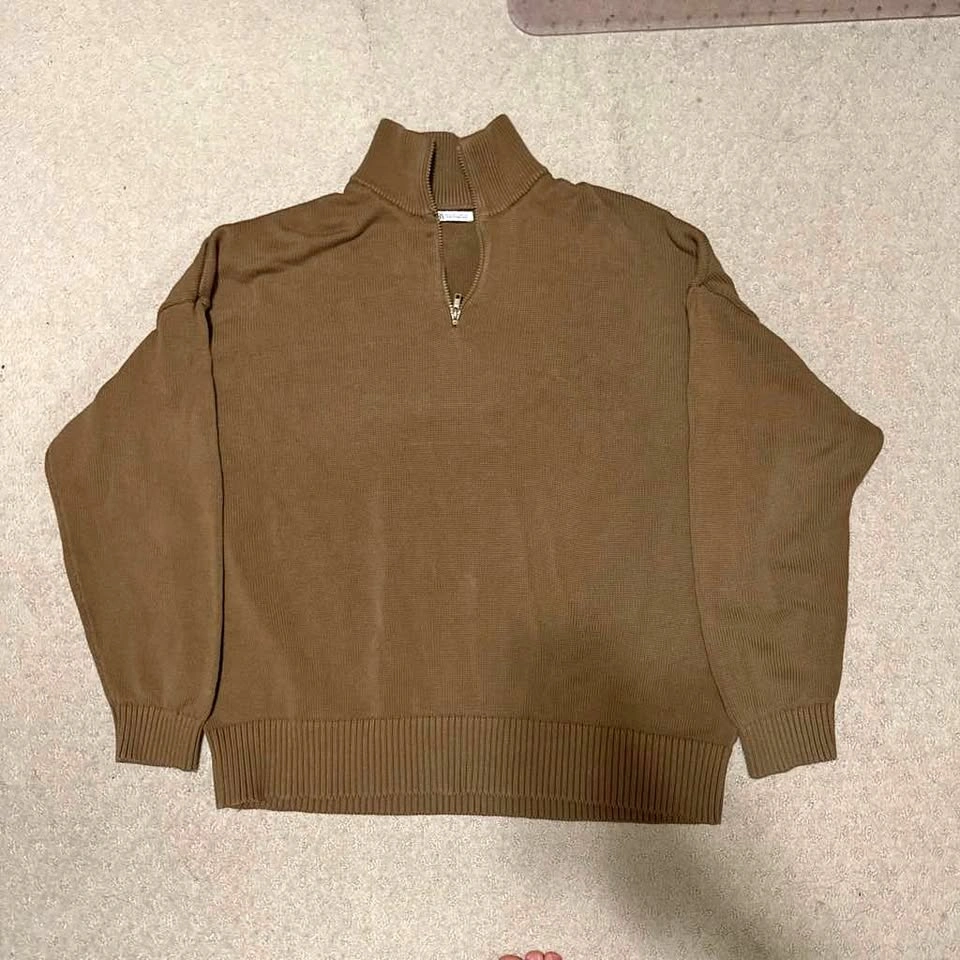zara brown quarter zip