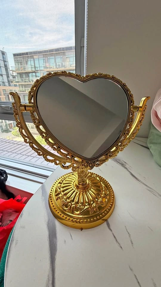 Gold Heart-Shaped Mirror for Sale