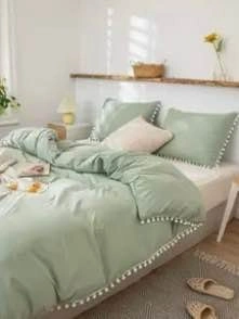 Pastel Green Queen Duvet Set for Sale